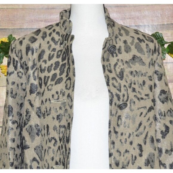 Vintage Painted Pony Ladies XS Leopard Print Jacket Metallic Threads Flax Blend - Picture 5 of 13